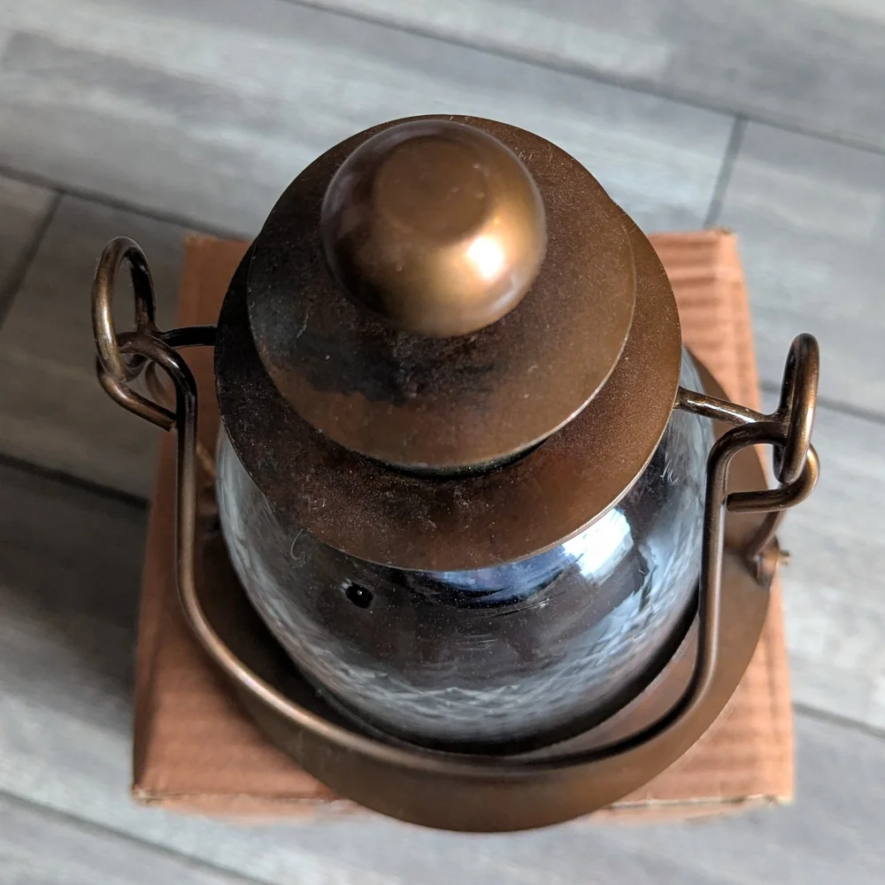 Vintage Boutique Bronze and Clear Glass Lantern